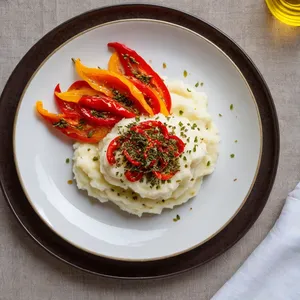 Рецепт Картофельное пюре с жареными перцами и орегано - Сборка блюда