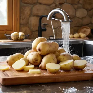 Рецепт Картофельное пюре с жареными шампиньонами и тимьяном - Подготовка картофеля