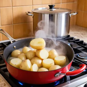 Рецепт Картофельное пюре с жареными шампиньонами и тимьяном - Варка картофеля