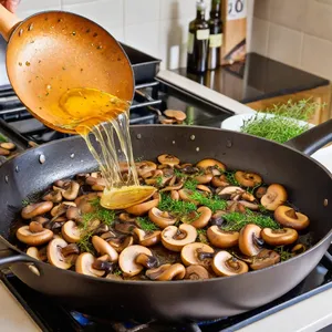 Рецепт Картофельное пюре с жареными шампиньонами и тимьяном - Жарка шампиньонов