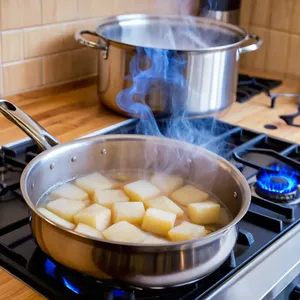 Рецепт Картофельное пюре с жареными томатами черри и чесноком - Варка картофеля