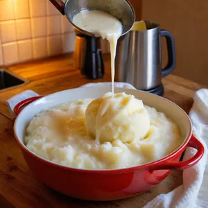 Рецепт Картофельное пюре с жареными томатами черри и чесноком - Приготовление пюре