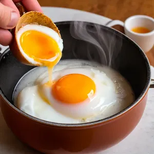 Рецепт Картофельные драники с беконом и яйцом пашот - Приготовление яиц пашот