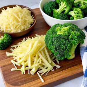 Рецепт Картофельные драники с брокколи и сырным соусом - Подготовка картофеля и брокколи