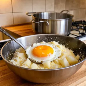 Рецепт Картофельные драники с грушей и голубым сыром - Смешивание ингредиентов