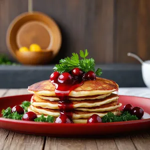 Рецепт Картофельные драники с индейкой и клюквенным соусом - Сборка и подача блюда