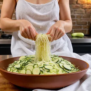 Рецепт Картофельные драники с кабачком и сырной корочкой - Отжимание лишней жидкости