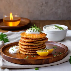 Рецепт Картофельные драники с кабачком и сырной корочкой - Подача