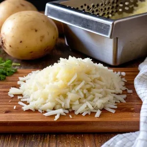Рецепт Картофельные драники с хрустящим луком и сметанным соусом - Подготовка картофеля и лука