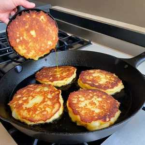 Рецепт Картофельные драники с хрустящим луком и сметанным соусом - Жарка драников