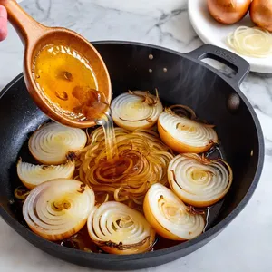 Рецепт Картофельные драники с хрустящим луком и сметанным соусом - Приготовление хрустящего лука