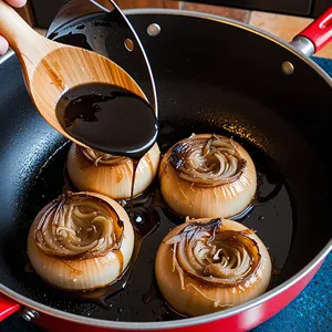 Рецепт Картофельные драники с печеночным паштетом и луковым конфи - Приготовление лукового конфи