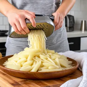 Рецепт Картофельные драники с печеными томатами и моцареллой - Подготовка картофеля