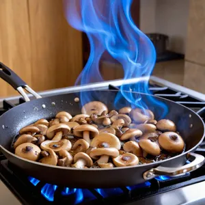 Рецепт Картофельные драники с шампиньонами и трюфельным маслом - Обжаривание шампиньонов
