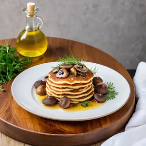 Рецепт Картофельные драники с шампиньонами и трюфельным маслом - Подача с трюфельным маслом