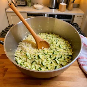 Рецепт Картофельные драники с цукини и чеддером - Смешивание ингредиентов