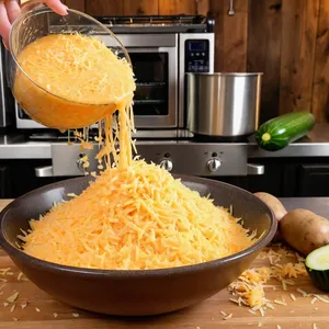 Рецепт Картофельные драники с цукини и чеддером - Добавление сыра