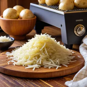 Рецепт Картофельные драники с зеленью и чесночным соусом - Подготовка картофеля и лука