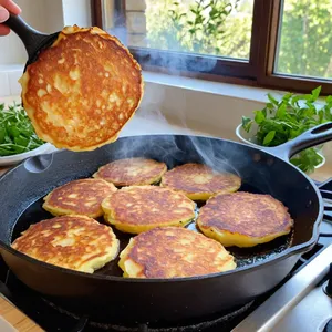 Рецепт Картофельные драники с зеленью и чесночным соусом - Жарка драников