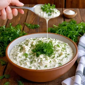 Рецепт Картофельные драники с зеленью и чесночным соусом - Приготовление чесночного соуса