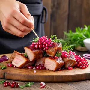 Рецепт Кебаб из индейки с гранатовым маринадом и мятой - Нанизывание на шпажки