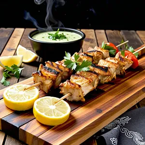 Рецепт Кебаб из курицы с гранатовым маринадом и кинзой - Подача и украшение