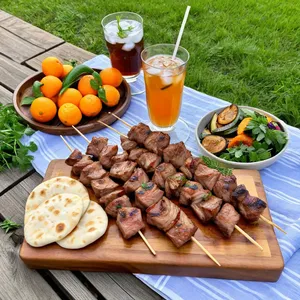 Рецепт Кебаб из свинины с мандариновым маринадом и фенхелем - Подача