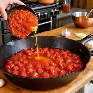 Рецепт Харчо с форелью и лимонным соусом - Приготовление томатной заправки