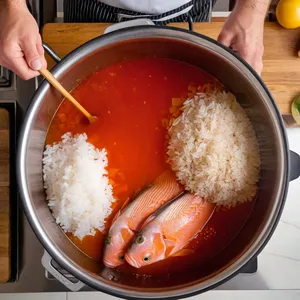 Рецепт Харчо с форелью и лимонным соусом - Сборка харчо