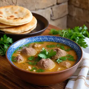 Рецепт Харчо с ягненком и сливовым соусом - Подача с кинзой