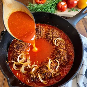 Рецепт Харчо с индейкой и айвовым соусом - Обжарка лука и приготовление заправки