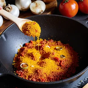 Рецепт Харчо с индейкой и алычовым соусом - Обжарка лука и специй