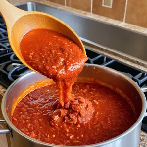 Рецепт Харчо с кабаном и можжевеловым соусом - Добавление томатной пасты и специй
