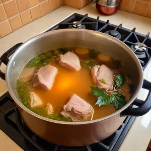 Рецепт Харчо с кроликом и облепиховым соусом - Варка бульона
