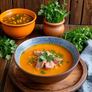 Рецепт Харчо с кроликом и облепиховым соусом - Подача