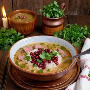 Рецепт Харчо с олениной и брусничным соусом - Подача