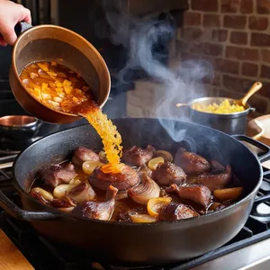 Рецепт Харчо с уткой и айвовым соусом - Обжарка утки и лука