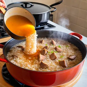 Рецепт Харчо с уткой и гранатово-медовым соусом - Добавление риса