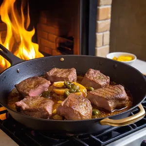 Рецепт Харира с баклажанами и бараниной - Обжарка мяса