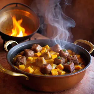 Рецепт Харира с бараниной и апельсином - Обжаривание мяса и лука