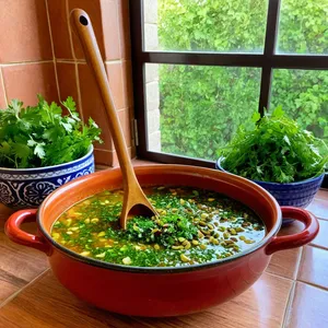 Рецепт Харира с бараниной и фисташками - Добавление зелени и фисташек