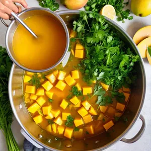 Рецепт Харира с бараниной и манго - Добавление манго и зелени