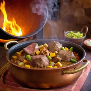 Рецепт Харира с бараниной и миндалем - Обжарка мяса и овощей