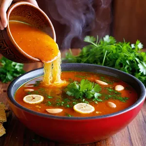 Рецепт Харира с бараниной и миндалем - Добавление зелени и миндаля