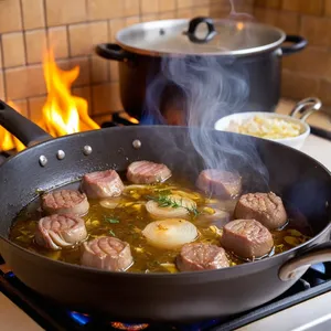 Рецепт Харира с бараниной и обжаренными перцами - Обжарка овощей и баранины