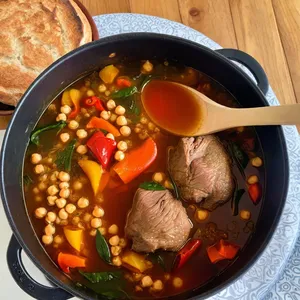 Рецепт Харира с бараниной и обжаренными перцами - Тушение с нутом и перцем
