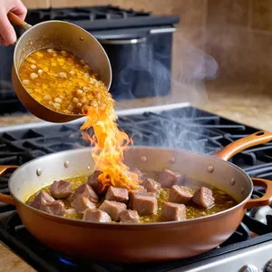 Рецепт Харира с бараниной и сливой - Обжарка мяса и лука
