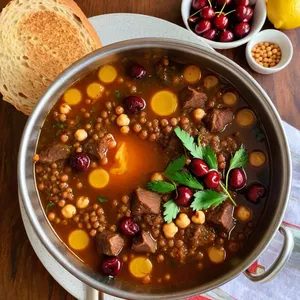 Рецепт Харира с бараниной и вишней - Тушение супа