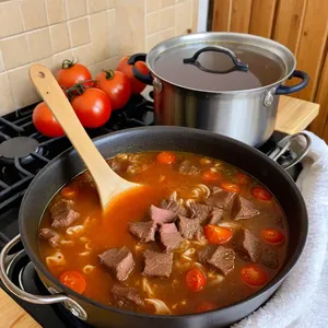 Рецепт Харира с говядиной и томатами - Варка супа