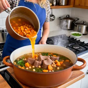 Рецепт Харира с ягненком и курагой - Добавление нута и кураги